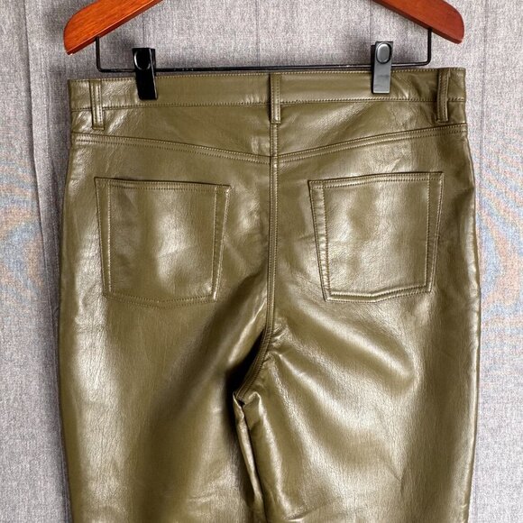 Aritzia Wilfred Melina Bough Green High-waisted Vegan Leather Pants Plus Size 16 - Picture 7 of 10